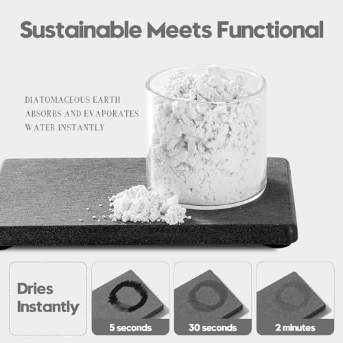 4PCS Water Absorbing Sponge Holder Diatomite Stone Sink Tray Mat (4 Pack - Dark Gray / 9" X 3.5")