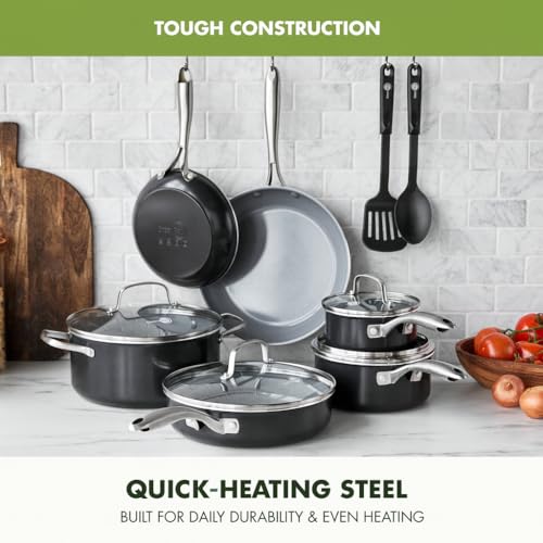 12 Piece Nonstick Swift Cookware Set (12pc Pots & Pans Set / Gray)
