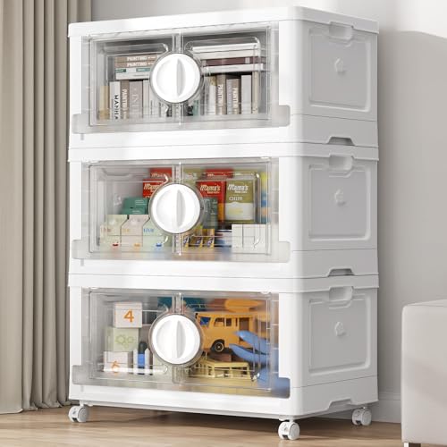 360Qt Lockable Stackable Storage Bins with Lids (White / 120QT-3Pack)