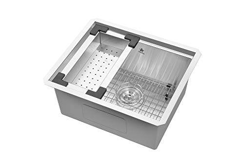 Stainless Steel Colander For Workstation Kitchen Sink (15.5/8 W - 8.7/8 L / Black Cover)