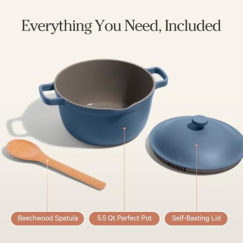 Perfect Pot 5.5 Qt Nonstick Ceramic Pot & Dutch Oven with Lid (5.5 Quarts / Blue Salt)