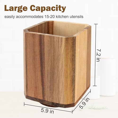 Acacia Wood Utensil Holder (1 Pack)