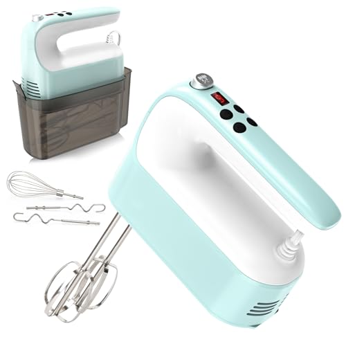 9 Speed Digital Hand Mixer Electric (Ice Blue/White)