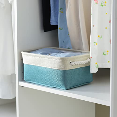 Fabric Storage Bin with Handles (White And Green / Small -11.8Lx7.9Wx5.2H)