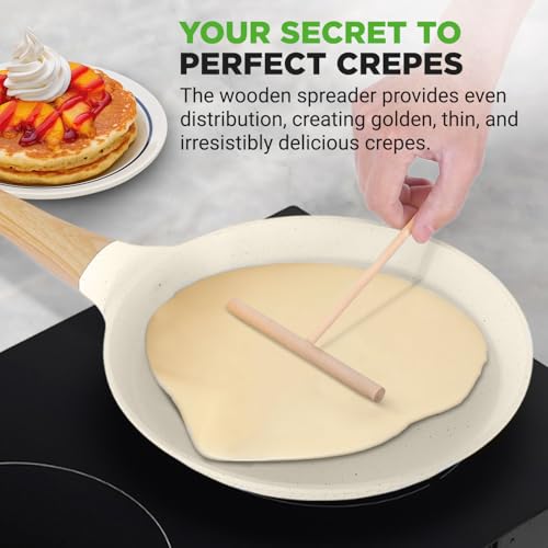 9.45” Non Stick Crepe Pan with Wooden Spreader (Cream / 9")