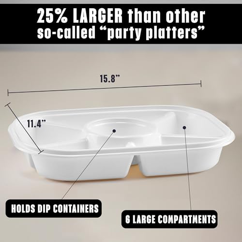 Jumbo Divided Serving Tray with Lid (White)