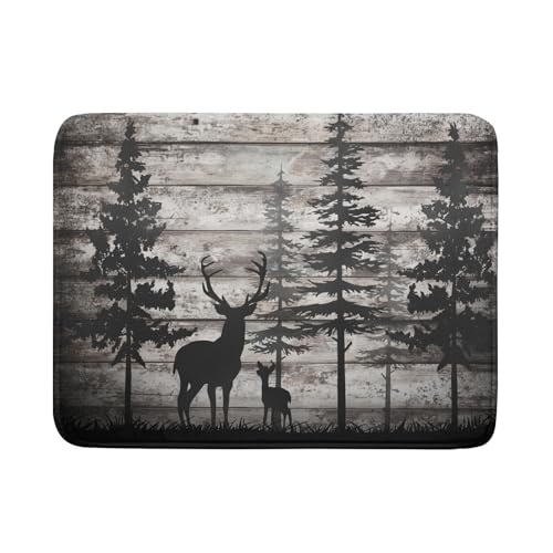 Forest Deer Dish Drying Mat Wildlife Animal Decorative Microfiber Dishes Pad 18x24 Inch Absorbent Reversible Kitchen Counter Drainer Mats (Black Forest Deer / 18" x 24")