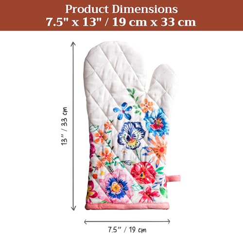 Maison d'Hermine Oven Gloves 100% Cotton Oven Mitt (052 - Happy Florals - High Summer / 7.5" x 13" (Oven Mitt))