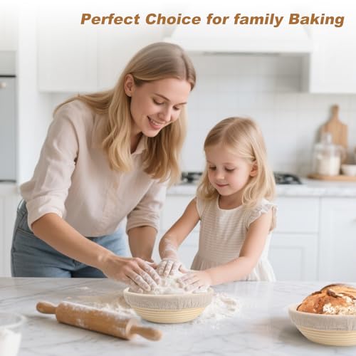 Banneton Bread Proofing Basket Set of 4PCS 6 Inch Mini Round Sourdough Dough Proofing Bowls for Sour Dough Bread Baking Supplies