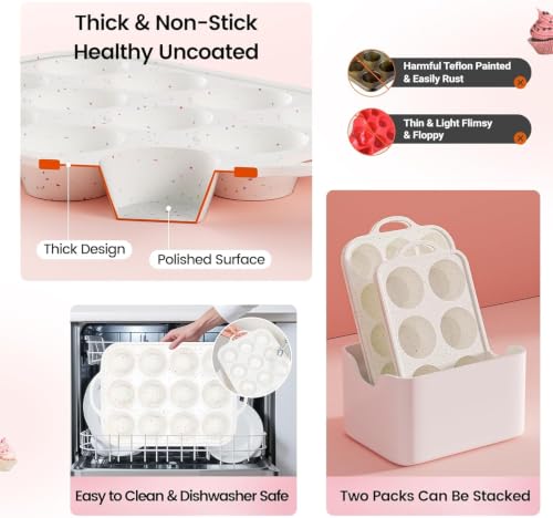 Silicone Muffin Pan with Metal Reinforced Frame (Standard 1p+Jumbo 1p)