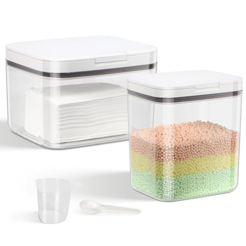 2 Pack Laundry Pods Container with One (2.1Qt+2.9Qt -Rectangle)