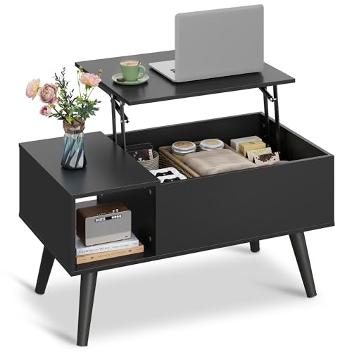 Lift Top Coffee Table with Hidden Storage (Black / 31.5")