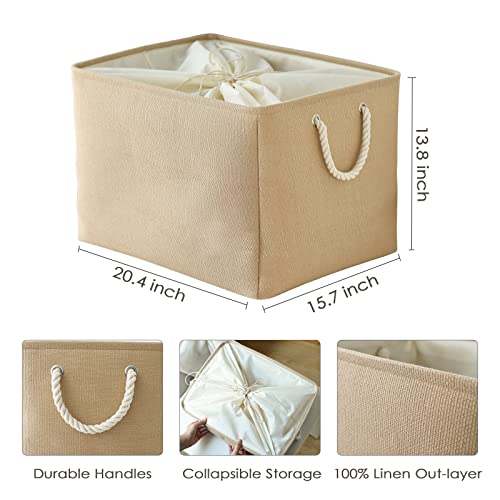 Storage Bin for Shevles (Beige / 3PCS/Extra Jumbo - 20.5Lx15.7Wx13.8H)
