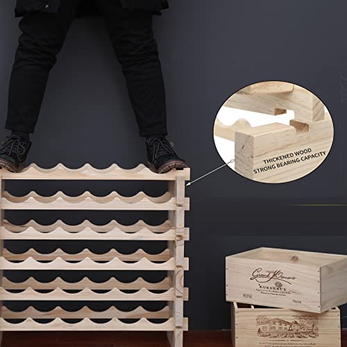 Wine Rack Cabinet Wooden Freestanding for Floor Stackable Storage Wine Bottle Holder (Natural Color / 80bottles)