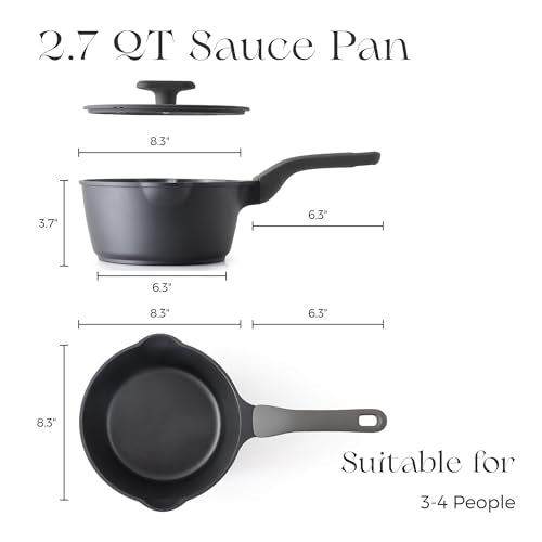 Nonstick Saucepan with Lid (2.7 Quarts / Black Sesame)
