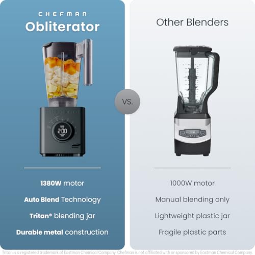 Obliterator 48 oz Countertop Blender for Smoothies (Midnight / Power Blender + 1 Travel Jar)