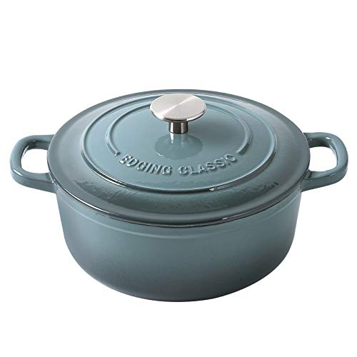Enameled Cast Iron Covered 5.5 Quart Dutch Oven with Dual Handle (Slateblue / 5.5QT)