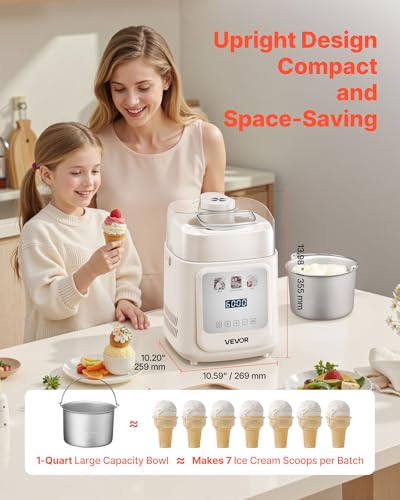 Upright Automatic Ice Cream Maker with Built (Vertical 1 Quart)