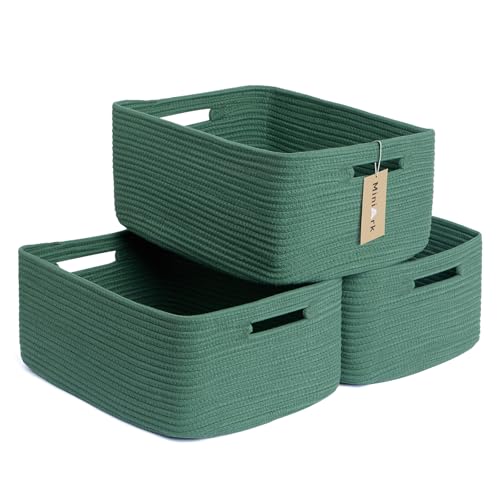 Large Storage Baskets for Shelves (3pcs-L17×W13×H7.5" / Green)