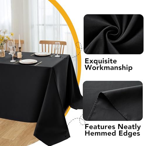 10 Pack Black Tablecloths for Rectangle Tables (Black / 70x108 In, 10 Pack)