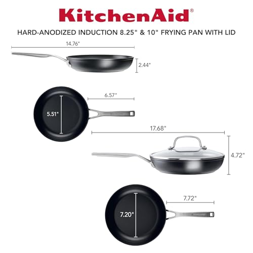 Hard Anodized Induction Nonstick Frying Pan Set With Lid (Skillet Set (3 Piece))