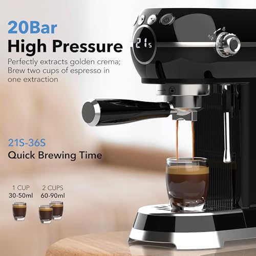 20Bar Compact Espresso Machine with Milk Frother (Black)