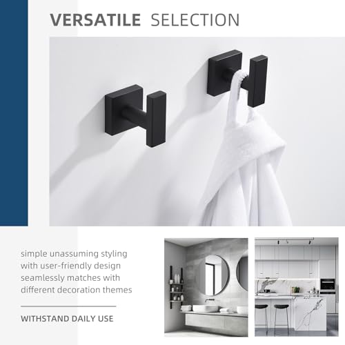 Bathroom Towel Hooks (Matte Black)