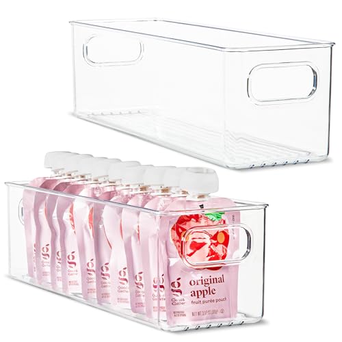 Plastic Food Storage 2 Pack Clear Container Bin with Handles for Organizing Kitchen (2 Count)