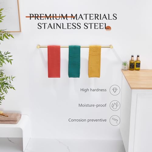Towel Holder Gold for Bathroom Hanger 36 (Brushed Gold / 36-Inch)