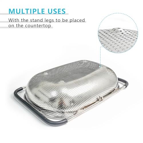 Over the Sink Metal Strainer and Colander for Kitchen