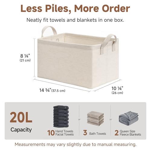 Fabric Storage Bins (Beige（Cotton-linen） / 14 ¾" L x 10 ¼" W x 8 ¼" H)