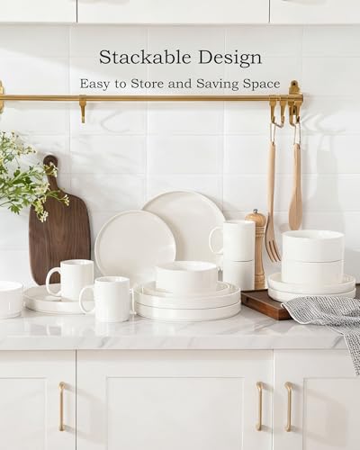 Sweejar Porcelain Dinnerware Sets for 4 (Pure White / Service for 4 (12pcs))