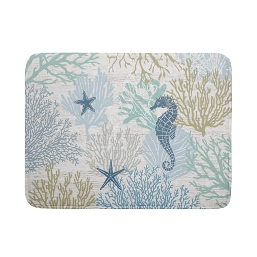 Blue Coral Dish Drying Mat Coastal Starfish Dishes Pad Hanging Drainer Mats Reversible Absorbent Kitchen Counter Protector 18x24 Inch (starfish coral / 18" x 24")