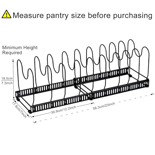 Pots and Pans Organizer Rack for Cabinet and Countertop (Black / Pot & Pan Organizer)