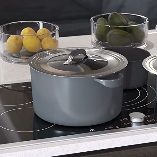 Universal Pans Pots Lid Cover Fit All 8.25 Inch to 12 Inch Pots (Arc-shaped Handle / Black)
