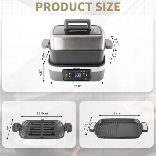 8-in-1 Digital Multifunctional Electric Skillet with Lid
