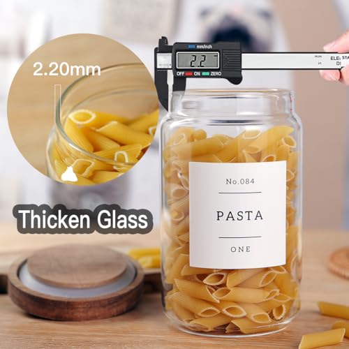 6 Set Glass Pantry Storage Jars with Acacia Airtight Lid (23 oz (6 pcs))
