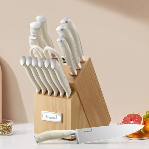 Upgraded Knife Set High Carbon Stainless Steel Ultra Sharp Blade Ergonomic Handle (15 Count)