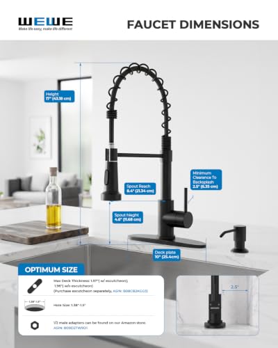 Utility Sink Faucet with Sprayer and Soap Dispenser (Matte Black)