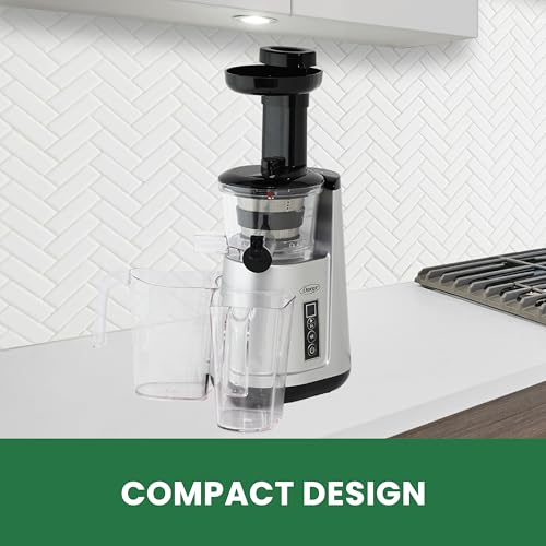 Juicer Cold Press 365 Vertical 65 RPM Slow Masticating Compact Extractor for Fruits and Vegetables with 3 Stage Auger & BPA (Silver Vertical)