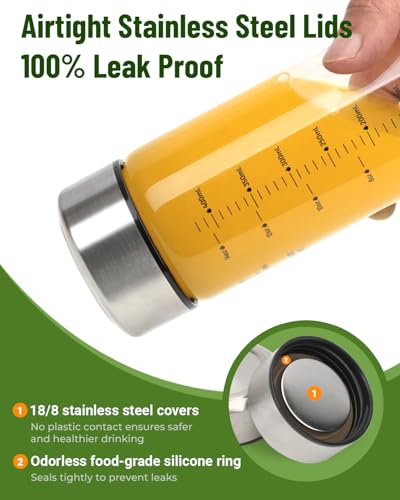12oz Wide Mouth Glass Juice Bottles With Stainless Steel Lids 4 Pack (silver lid)