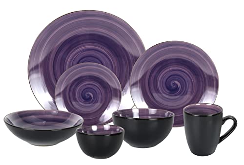 Stoneware Sonoma Dinnerware Set (56pc Set / Mix Grey, Orange, Purple, Turquoise)