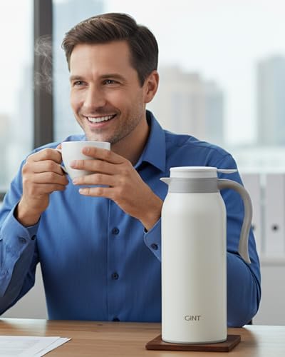 51 Oz Stainless Steel Thermal Coffee Carafe (White / 50.7 Ounces)