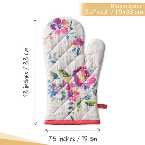 Maison d'Hermine Oven Gloves 100% Cotton Oven Mitt (081 - Rose Garden / 7.5" x 13" (Oven Mitt))