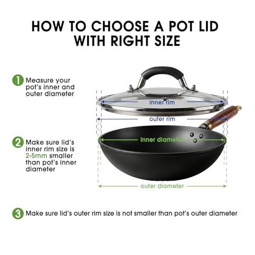 8 Inch Tempered Glass Lid Compatible with 8" Lodge Cast Iron Skillet and 2 Quart Serving Pots (8 INCH)