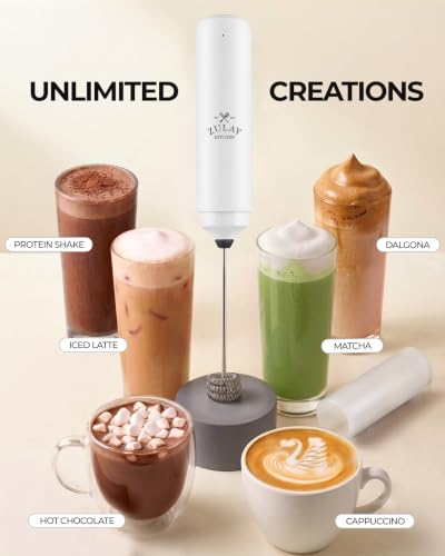 Rechargeable Milk Frother Handheld (Winter White / Rechargeable Z1 Motor Max)