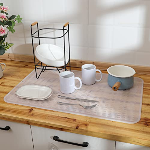 Silicone Dish Drying Mat for Multiple Usage (Translucent / 28"L x 18"W)