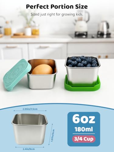 6 Pack Stainless Steel Snack Containers for Kids (color2)