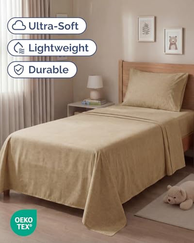 Twin Size 3 Piece Sheet Set (37 - Heathered Tan / Twin)