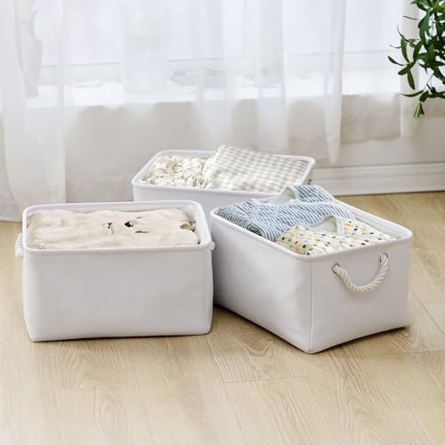 Storage Basket for Gifts Empty (White Color / 3PCS/Large - 15.7Lx11.8Wx8.3H)
